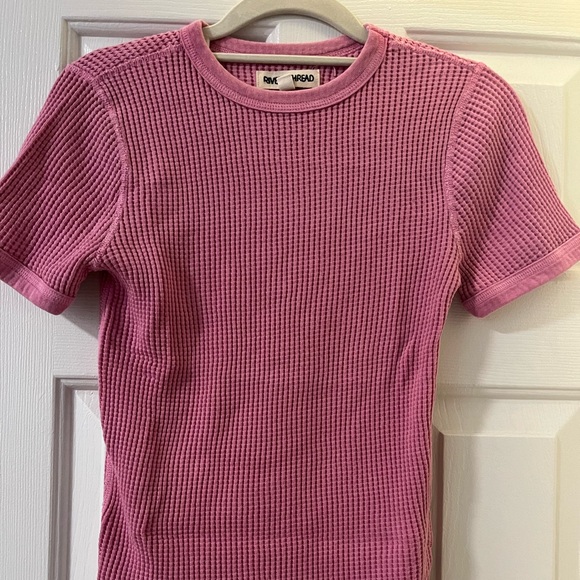 Madewell rivet and thread pink waffle tee new xxs - Picture 4 of 4